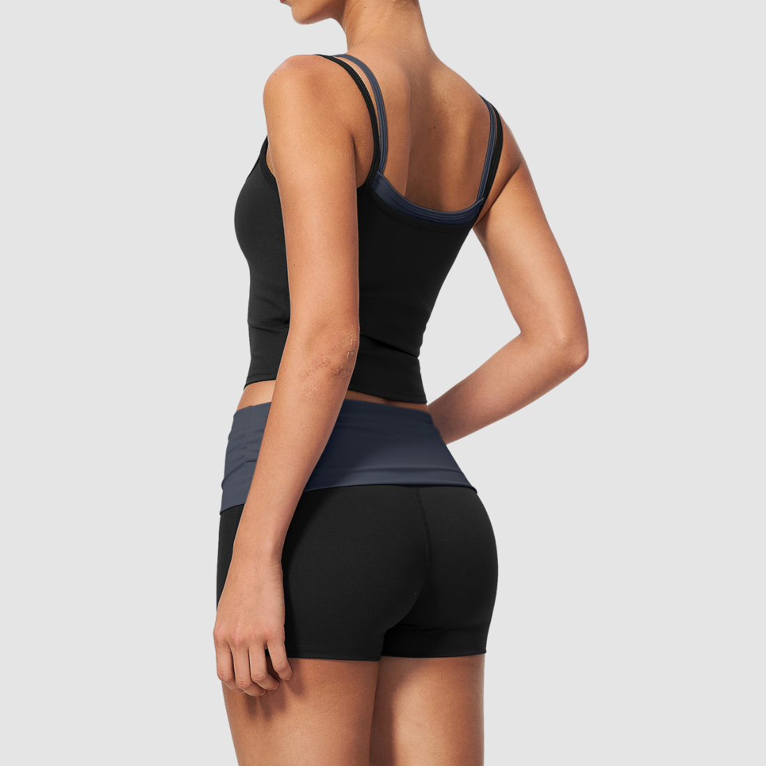 Wholesale Contrast Color Faux Two-Piece Yoga Set – Tummy Control Fitness Outfit