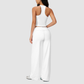 Wholesale Breathable Tank Top& Fold-up High Waist Flare Leggings Set