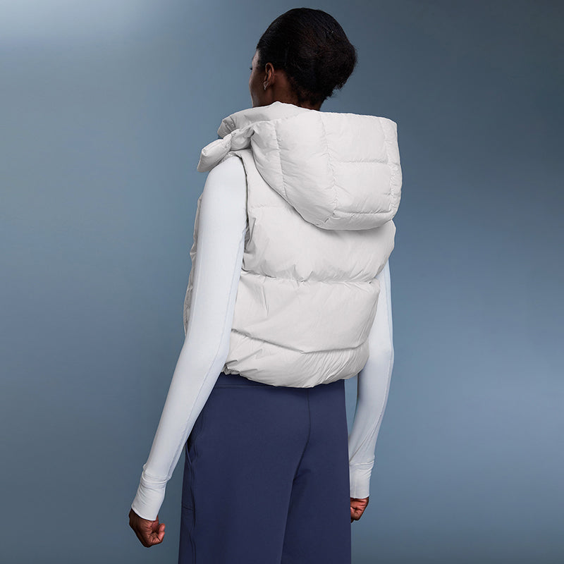 Cropped hooded down vest