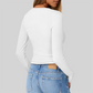 Wholesale Women's Button V-Neck Long Sleeve Ribbed Knit Top