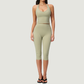 Wholesale Women's Seam-Detail Tank Top + Mid-Length Shorts Set – Butt-Lifting Yoga Gym Activewear
