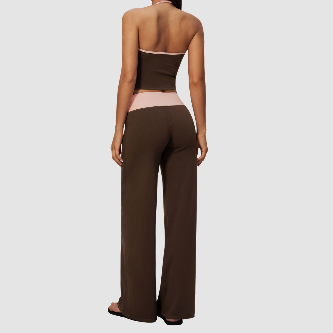 Wholesale Women’s Halter Contrast Yoga Set – Tank & Long Pants