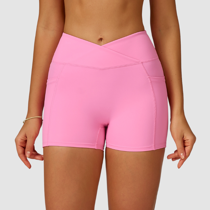 Wholesale women's solid color high-waisted shorts