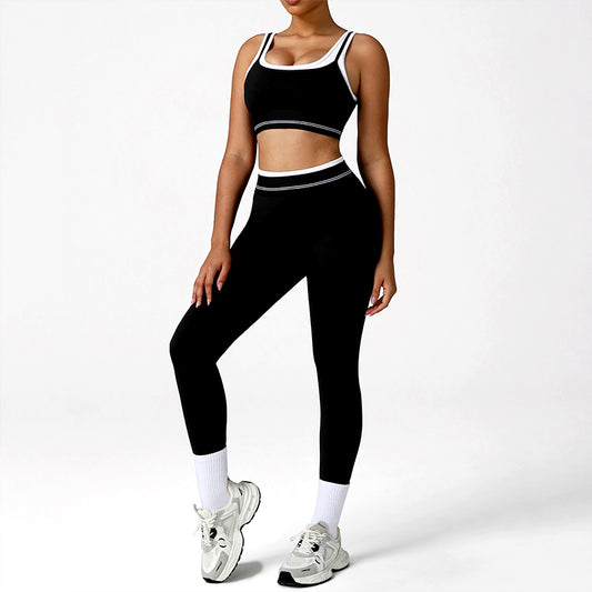 Wholesale faux two-piece sports bra + leggings