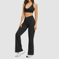 Wholesale Solid Color Halter Neck Sports Bra + High-Waisted Flare Pants