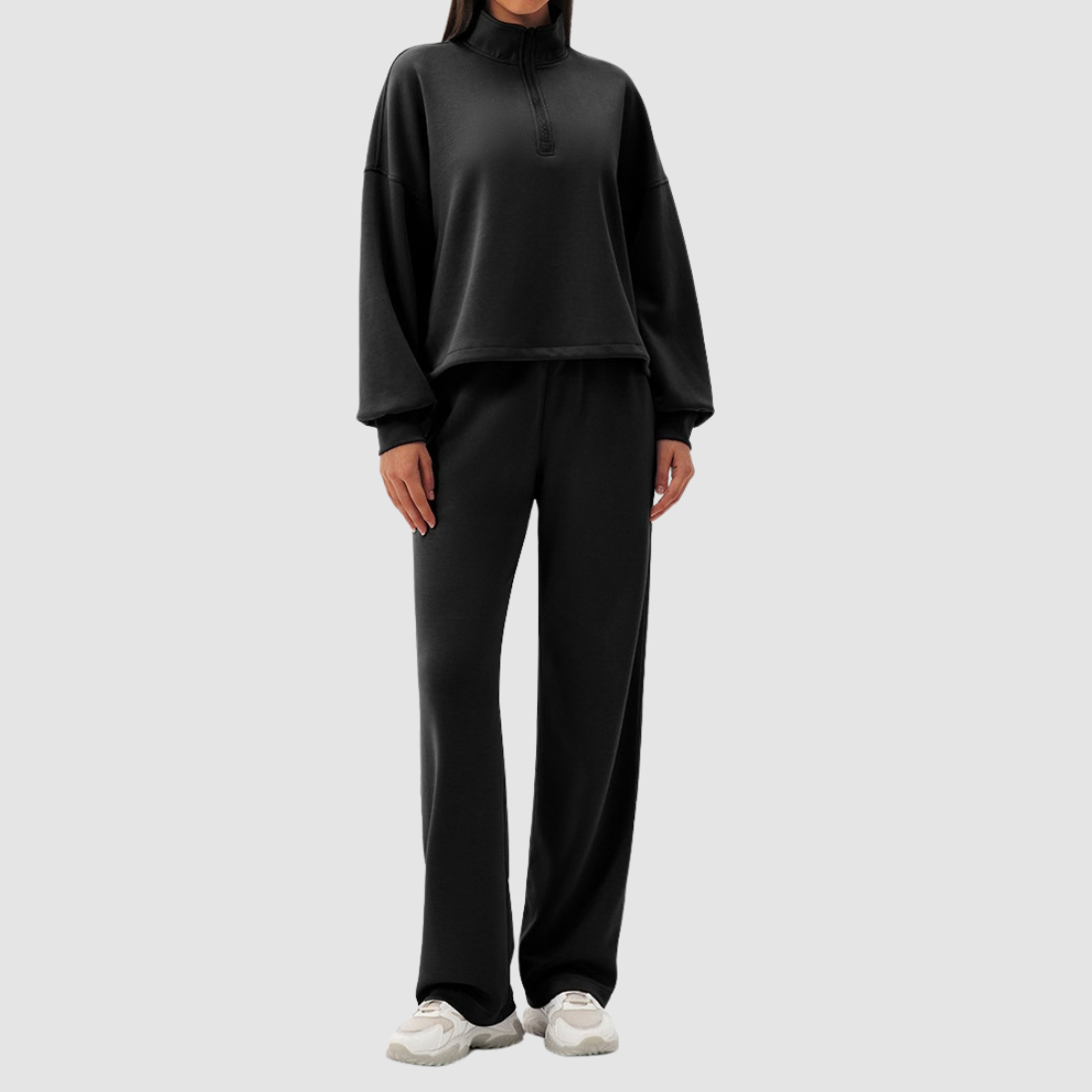 Wholesale Women's Modal Sports Set – Stand-Collar Sweatshirt & Straight-Leg Pants