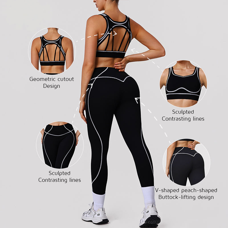 Wholesale contrasting color bra + butt-lifting leggings