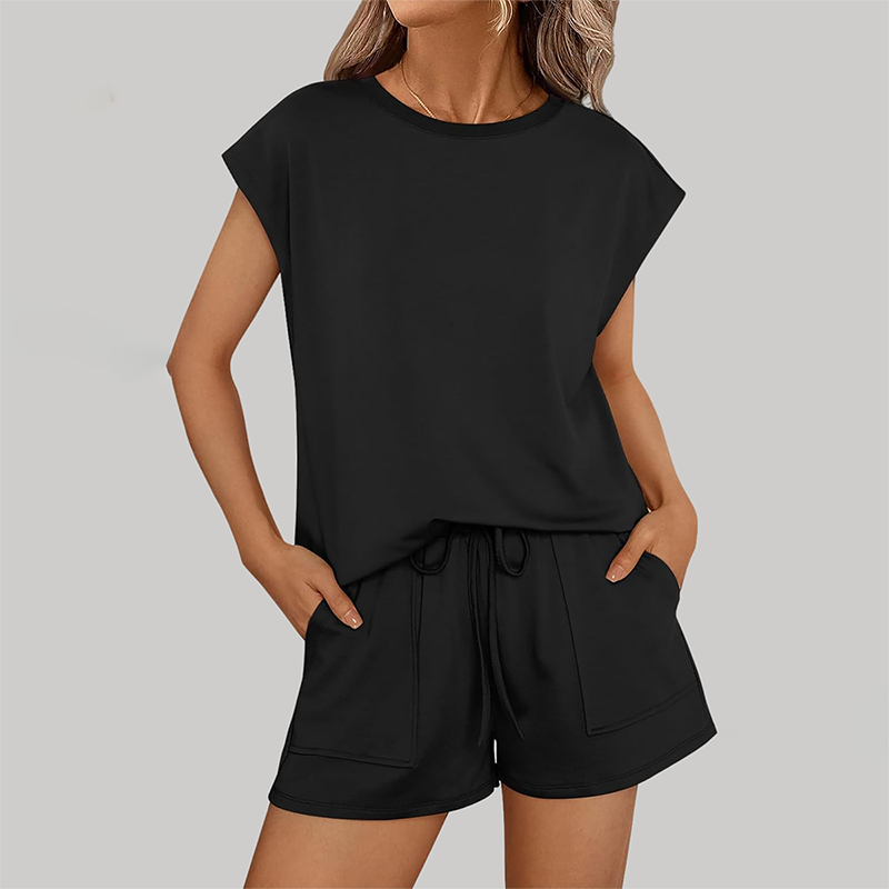 Wholesale Women's Relaxed Round Neck Short Sleeve Two-Piece Set