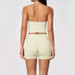 Wholesale Women's Halter Neck Yoga Set – Deep V-Neck Bra & High-Waist Shorts