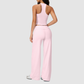 Wholesale Breathable Tank Top& Fold-up High Waist Flare Leggings Set
