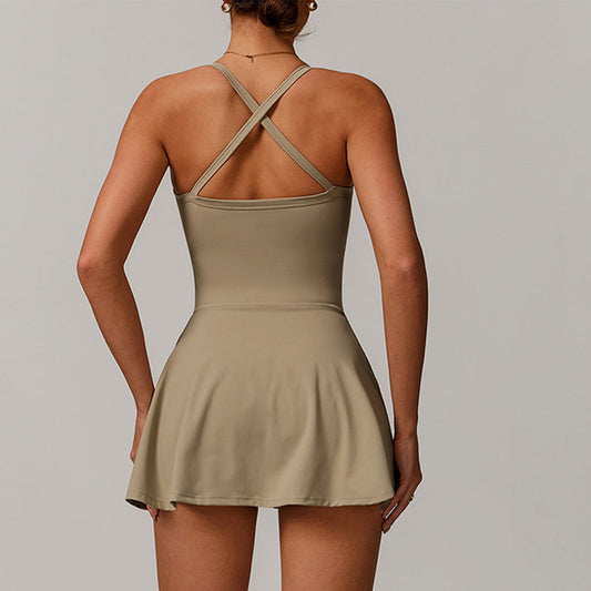 Cross back bowknot Golf And Tennis Dress