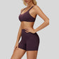 Sports bra with removable bra pads+High-waisted V-neck shorts at the back 2-piece set