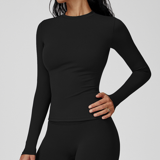 Wholesale Women's Brushed Long Sleeve Yoga Top – Crew Neck Slim Fit Athletic T-Shirt