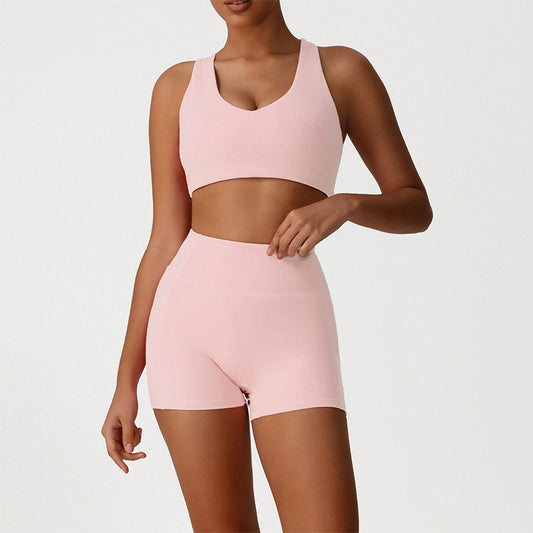 Cross-Back Sports Bra + Butt-Lifting Shorts 2-Piece Set