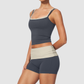 Wholesale Contrast Color Faux Two-Piece Yoga Set – Tummy Control Fitness Outfit