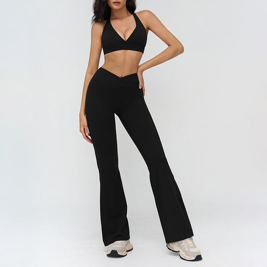 Wholesale Halterneck backless bra + Flared | Wonderxfans bulk activewear