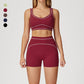 Contrasting Color Sports Bra + high waist shorts 2-piece set