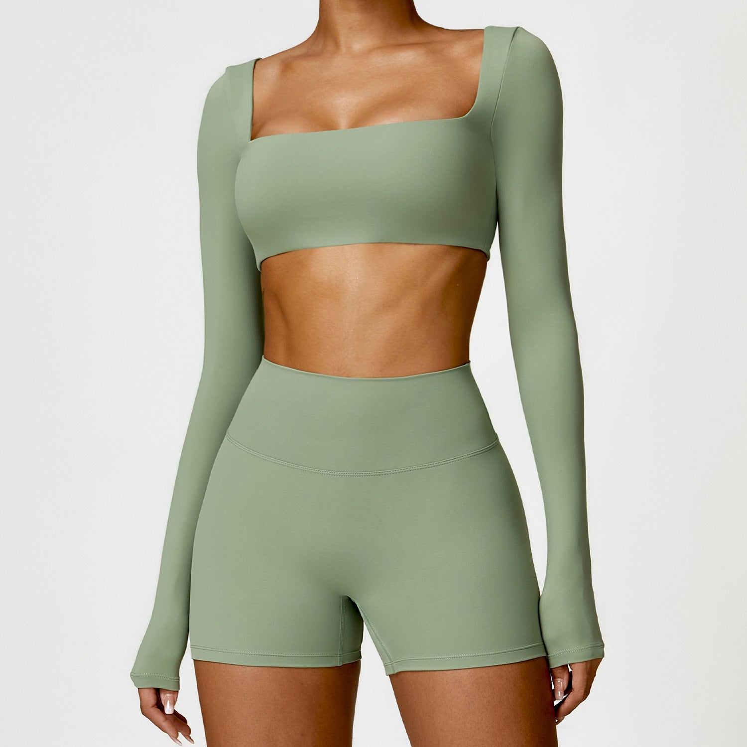 Wholesale Nude long sleeve crop top | Wonderxfans bulk activewear