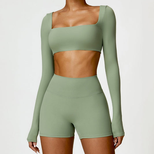 Wholesale Nude long sleeve crop top | Wonderxfans bulk activewear
