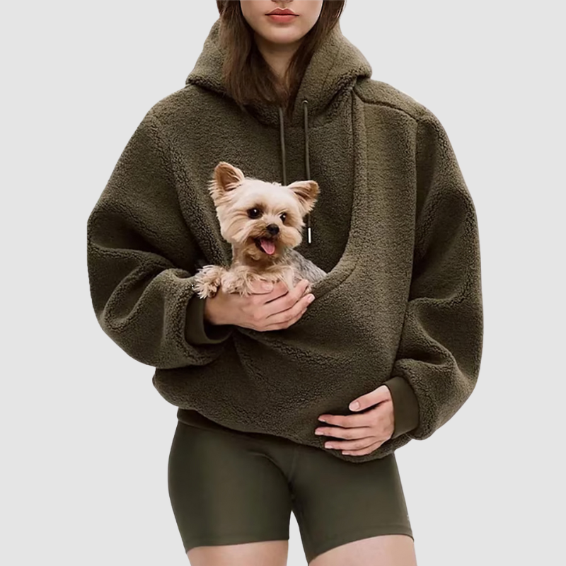 Wholesale loose sweatshirts with pet carrier pockets
