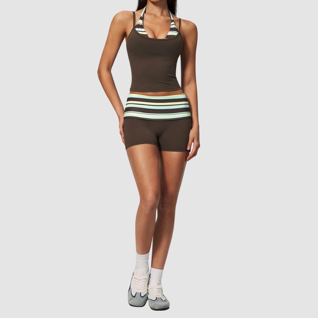 Wholesale Women’s Polka-Dot Racerback Tank & Shorts Yoga Set