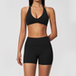 Wholesale Women's Halter Neck Yoga Set – Padded Bra & High-Waist Shorts Activewear