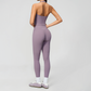 Wholesale Women's Cream-Feel Fleece Deep-V Halter Neck Tank Top & Leggings Set