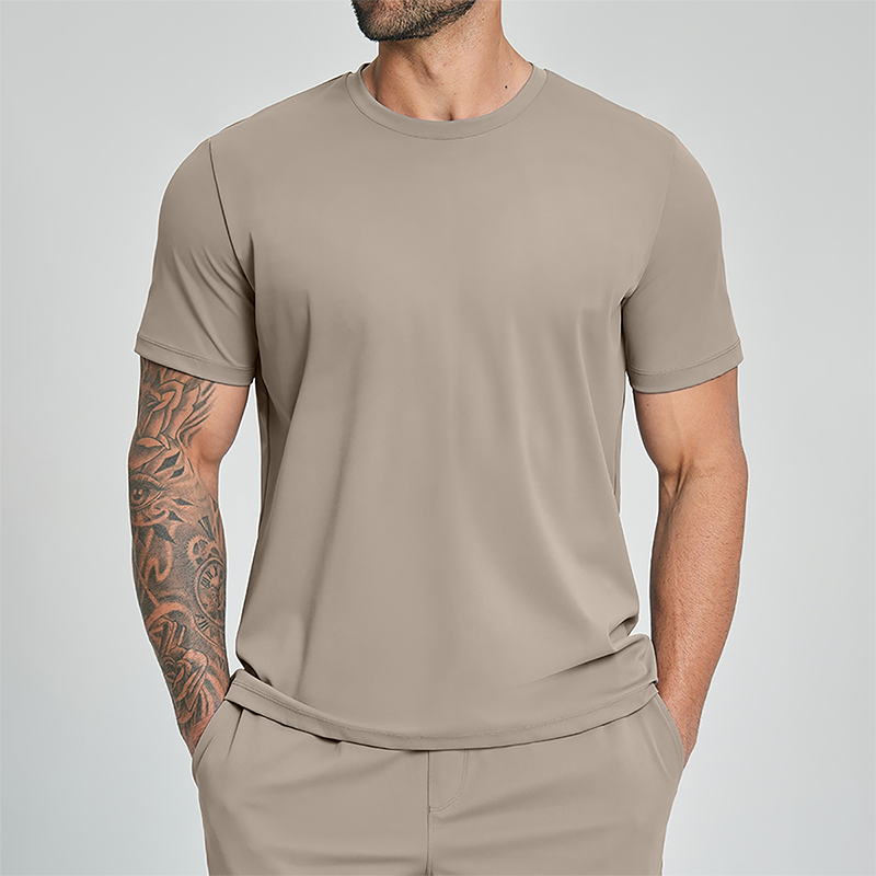 Wholesale Men's Drop-Shoulder Round-Neck Athletic T-Shirt – Breathable Workout Tee