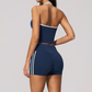 Wholesale Women's Bare-Feel Color-Block Tank Top & Shorts Set