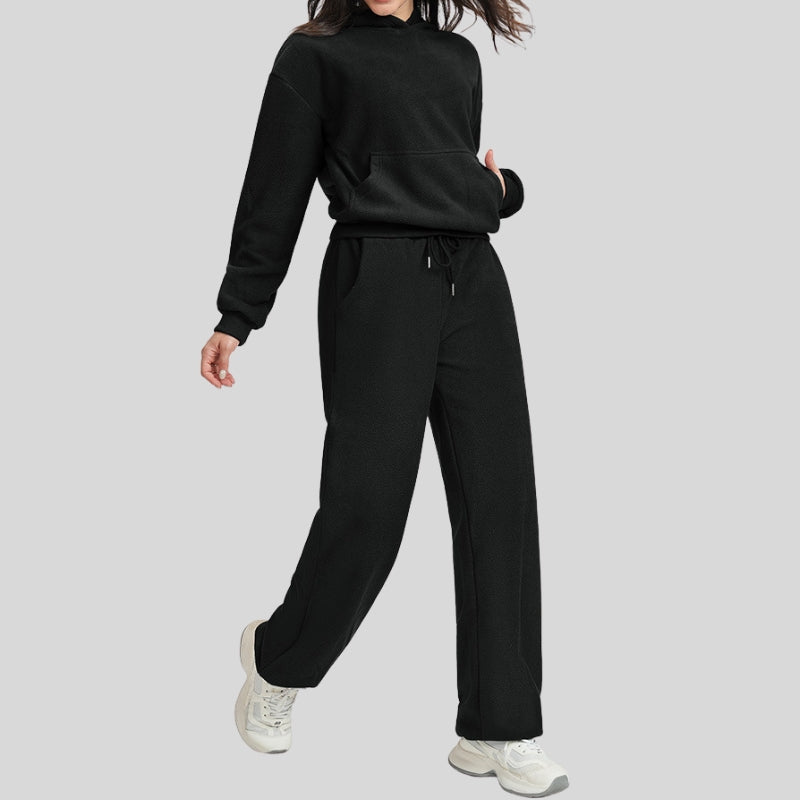 Double-sided fleece loose-fitting sweatshirt and pants set