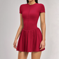 Solid Half Zipper Pleated Anti-Exposure Tennis Dress