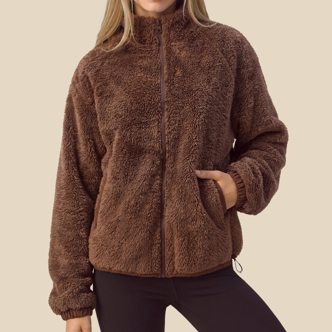 Wholesale Activewear Thick Stand-Collar Zip Pocket Outdoor Jacket