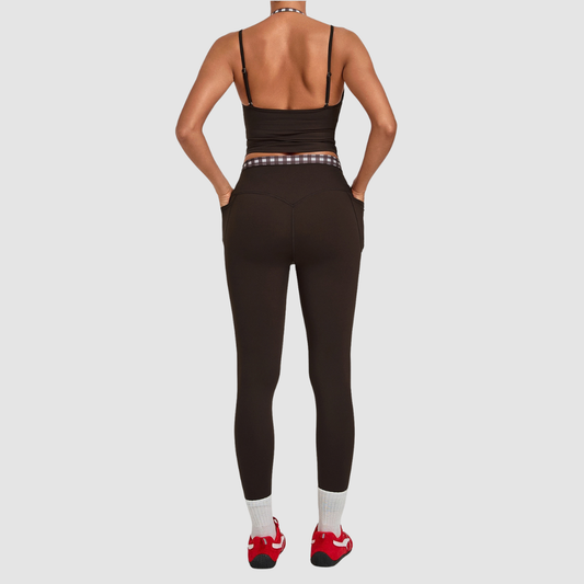 Wholesale Women's Retro Print Yoga Fake Two-Piece Vest+Flared-Leg Pants Set