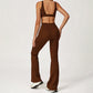 Triangle Cup Sports Bra + Flared Leg Pants 2-Piece Set