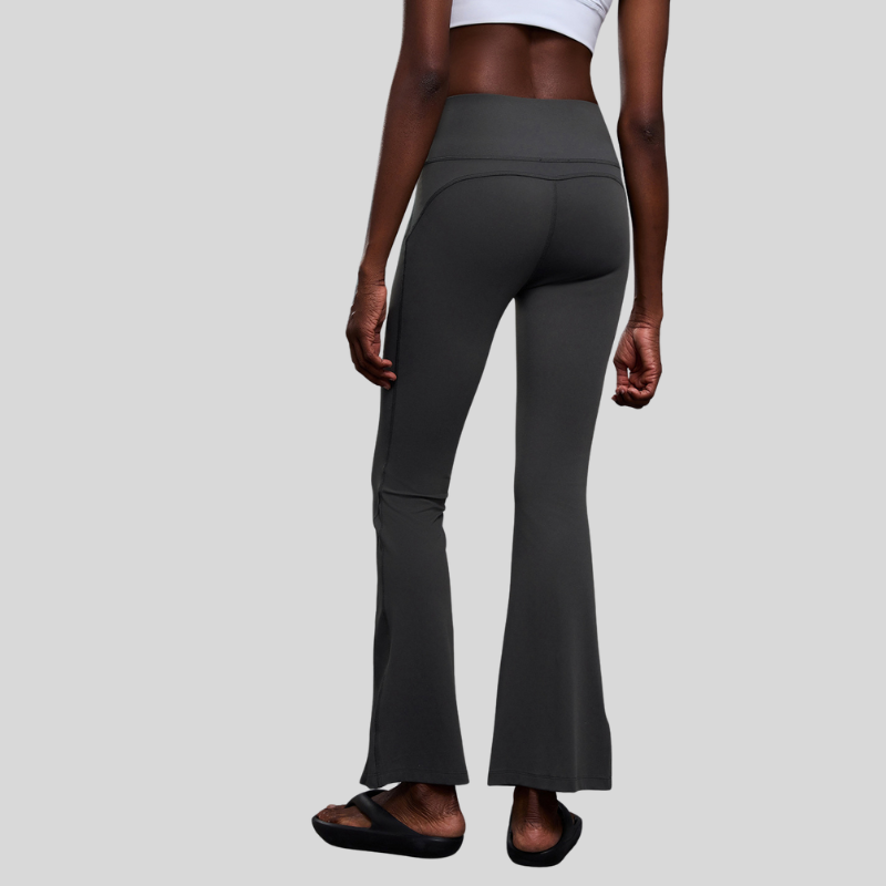 High-waisted flared slit pants