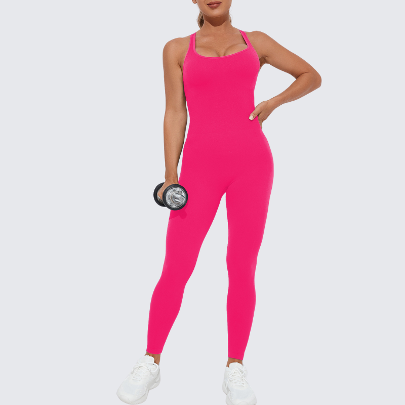Seamless stretchy yoga bodysuit sports fitness jumpsuit