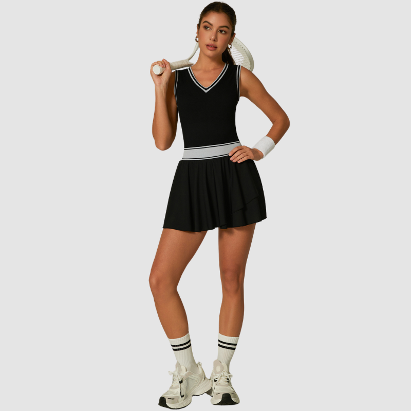 Wholesale contrasting one-piece ruffled tennis skirt