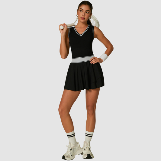 Wholesale contrasting one-piece ruffled tennis skirt