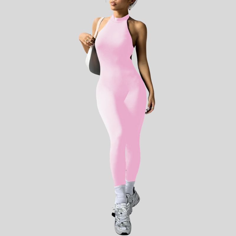 Halter neck and backless jumpsuit