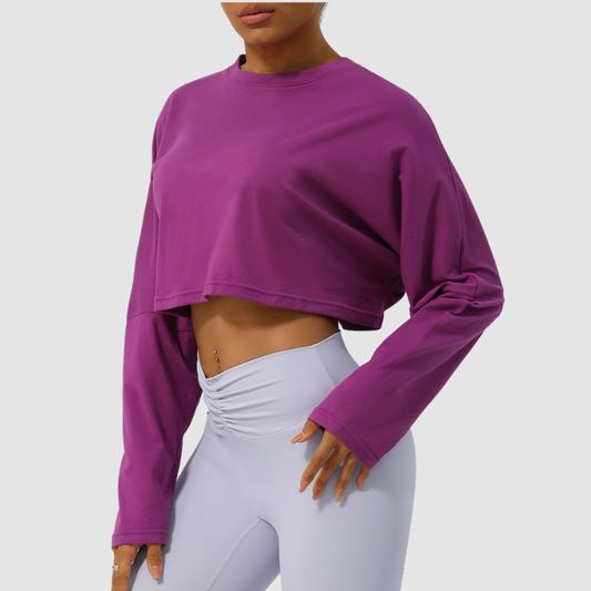 Wholesale Cropped Long Sleeve Yoga Top | Wonderxfans bulk activewear