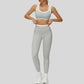 Contrast color sports bra + sports legginggs 2-piece set