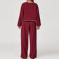 Contrasting Color long sleeve Sweatshirt + loose Sweatpants 2 pieces set