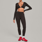 Wholesale Women's Activewear Cropped Long-Sleeve Top & High-Waist Leggings Yoga Set