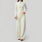 Wholesale Women's Zip-Up Yoga Jacket Set – Relaxed Wide-Leg Pants Activewear Set