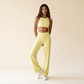 Wholesale Women's Brushed Fabric Sports Bra and Wide-Leg Pants Set