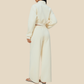 Wholesale Women's Activewear High-neck zip-up Jacket+Fleece-lined wide-leg pants Set