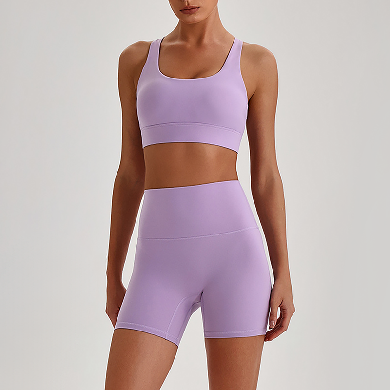 Wholesale Women's Quick-Dry Naked Feel Vest+Fitted Biker Shorts Yoga Set
