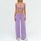 V-neck backless sports bra + high-waisted loose wide-leg pants 2-piece set