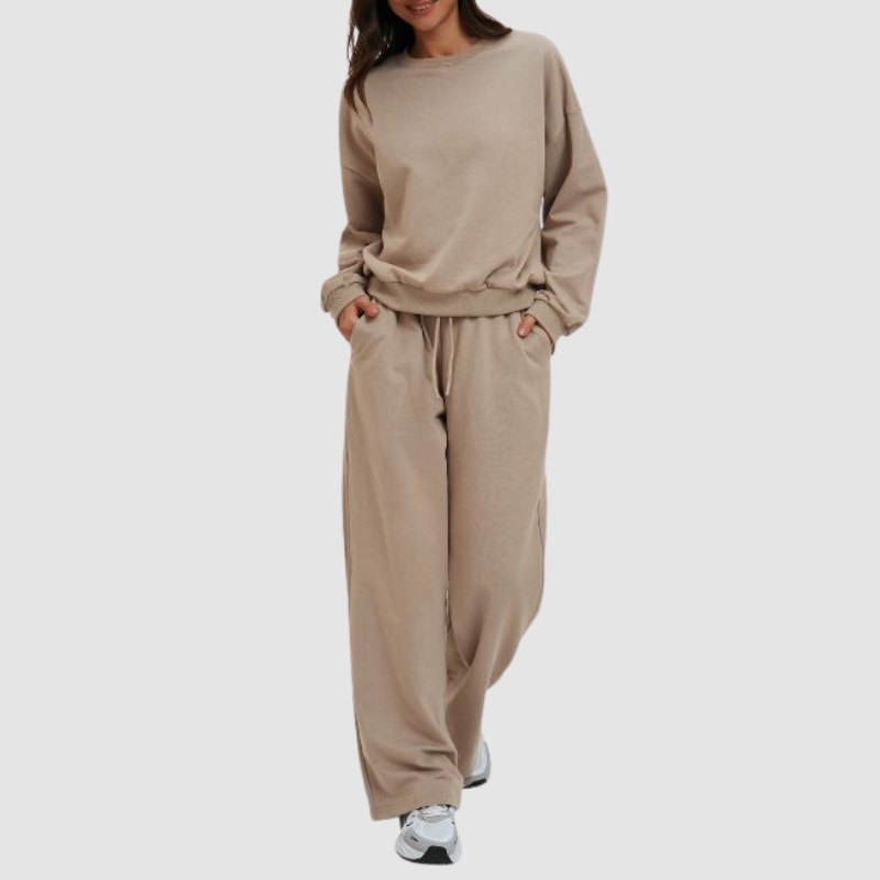 Wholesale loose round neck sweatshirt + loose sweatpants