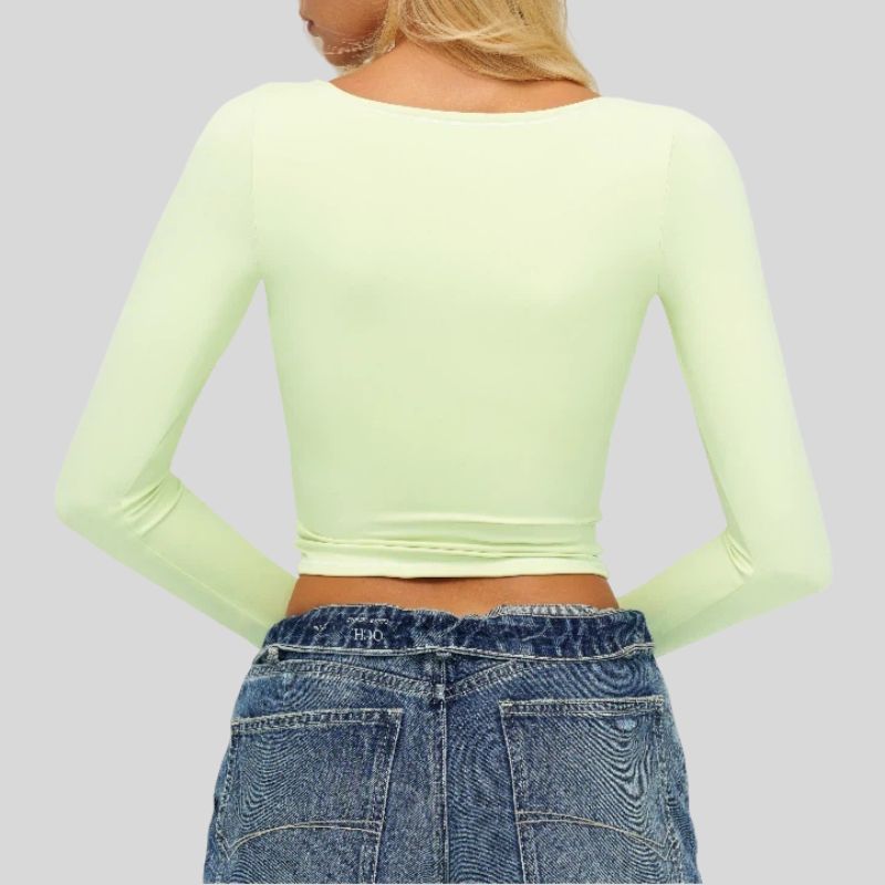 Color-blocked long-sleeved sports top